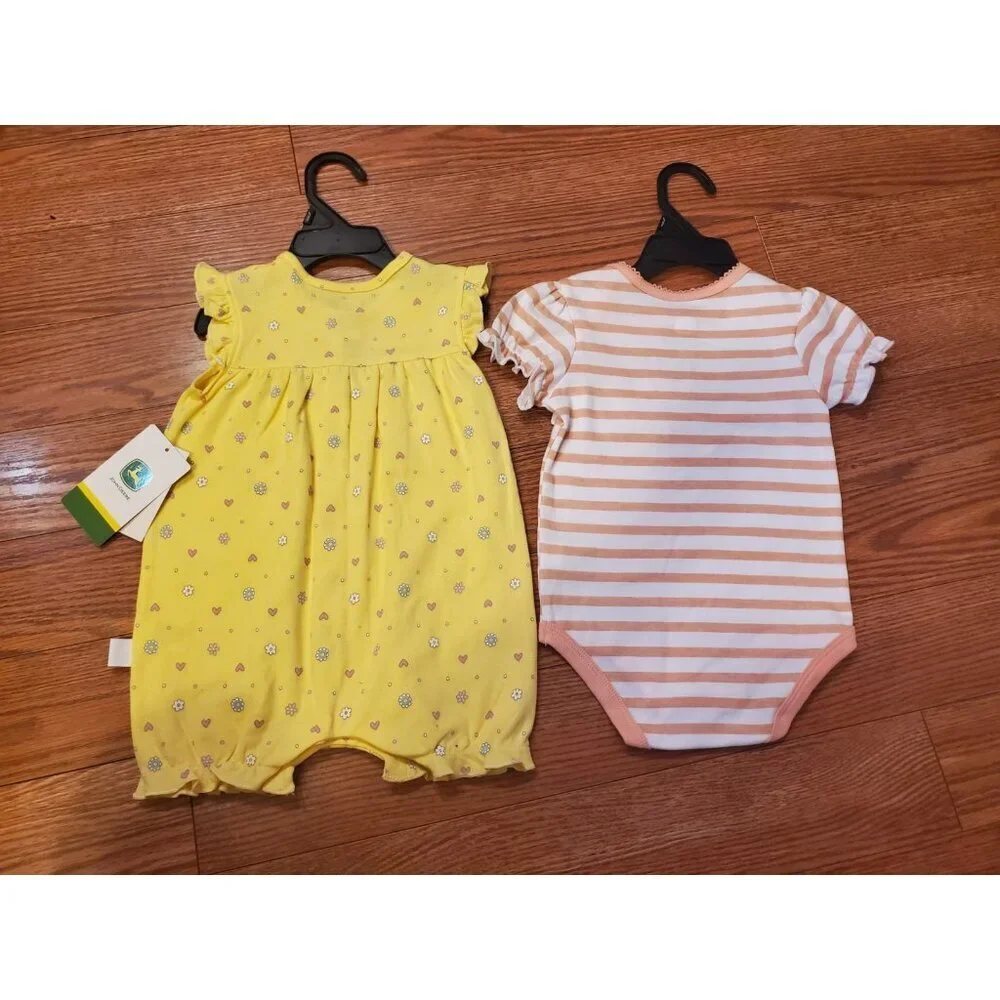 Infant John Deere One-piece Romper (2) Girls‎ 6/9 Months Spring Summer Chick Pig